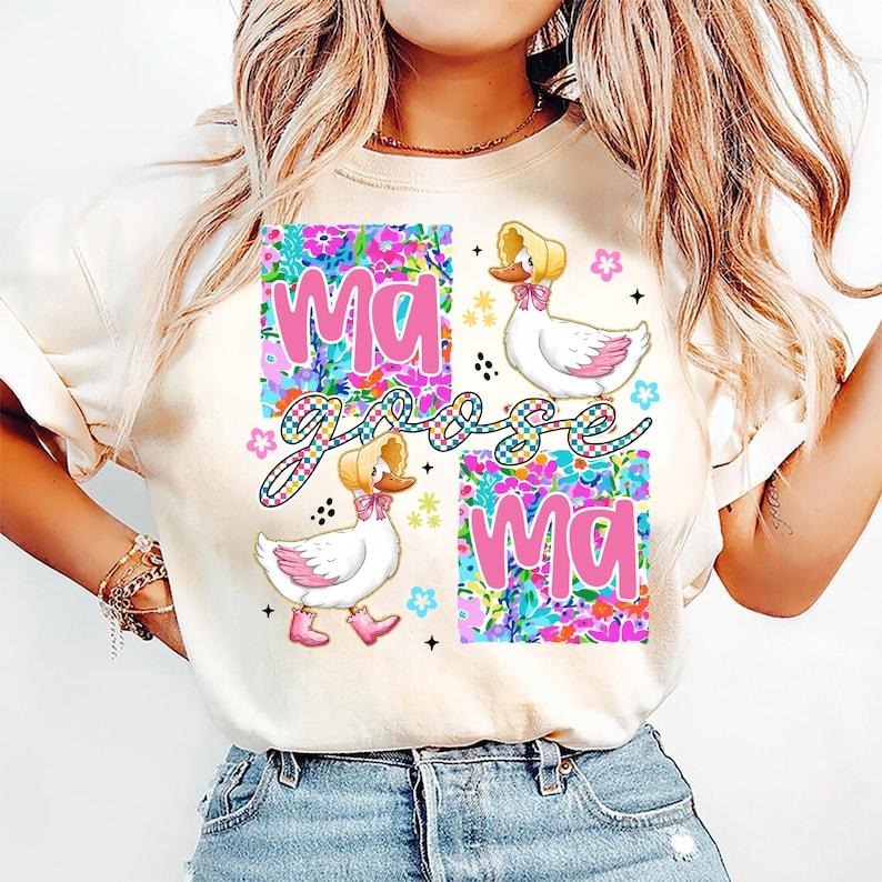 Checkered Goose Coquette with Floral Mama Preppy Trend for Mother's Day T-Shirt - clothing by TeeHivey.com