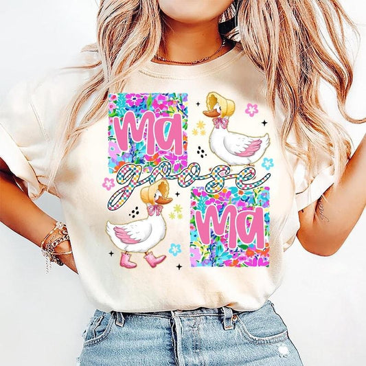 Checkered Goose Coquette with Floral Mama Preppy Trend for Mother's Day T-Shirt - clothing by TeeHivey.com