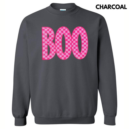 Checkered Pink Boo PATCH Sweatshirt