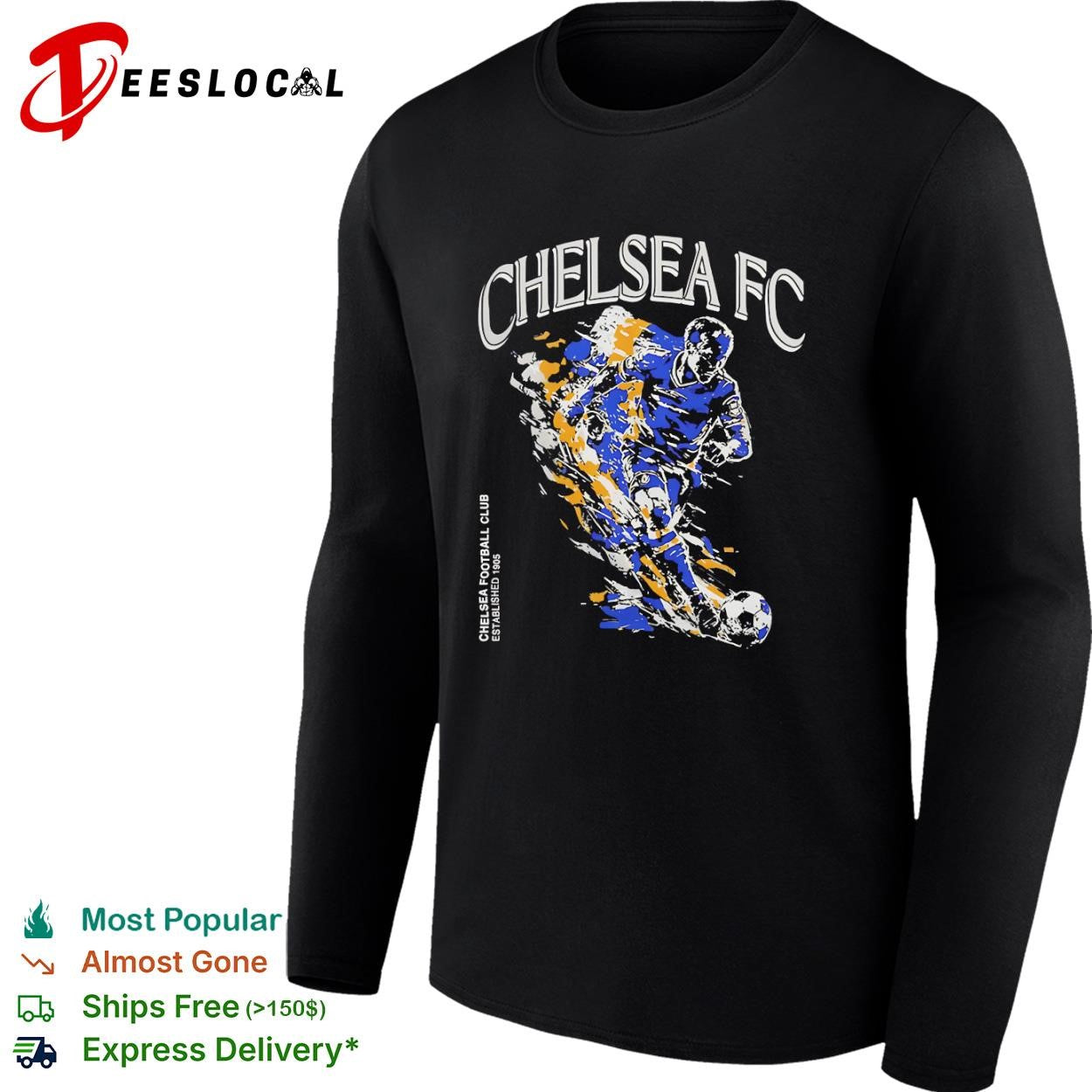 Chelsea FC football club established 1905 kicking player shirt