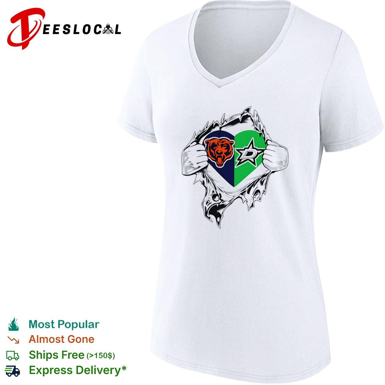 Chicago Bears and Dallas Stars Heart inside me shirt