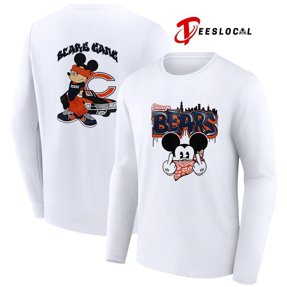 Chicago Bears x Gangsta Mickey Mouse middle finger shirt
