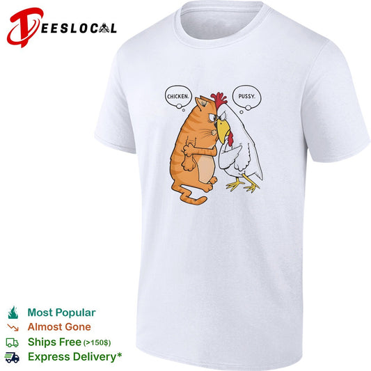 Chicken Pussy Parody Confrontation Animal Humor Cartoon Funny Illustration shirt