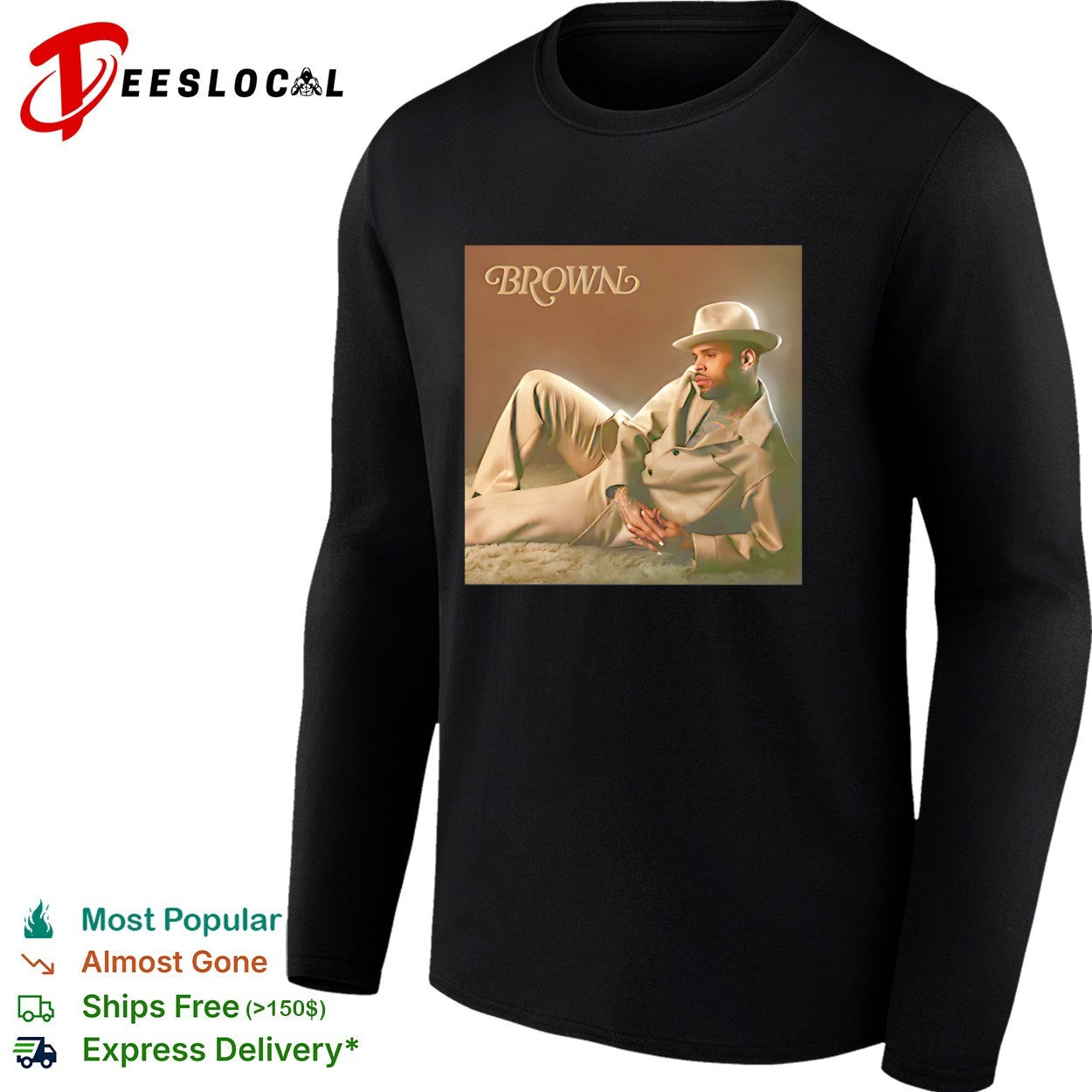Chris Brown lying brown album shirt
