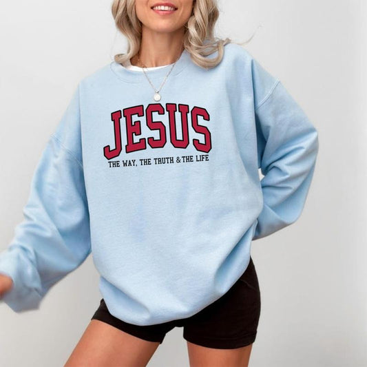 Christian Jesus Crewneck Sweatshirt for Women, Faith Graphic Pullover, Bible Verse Shirt, Fall Casual Oversized Sweatshirt