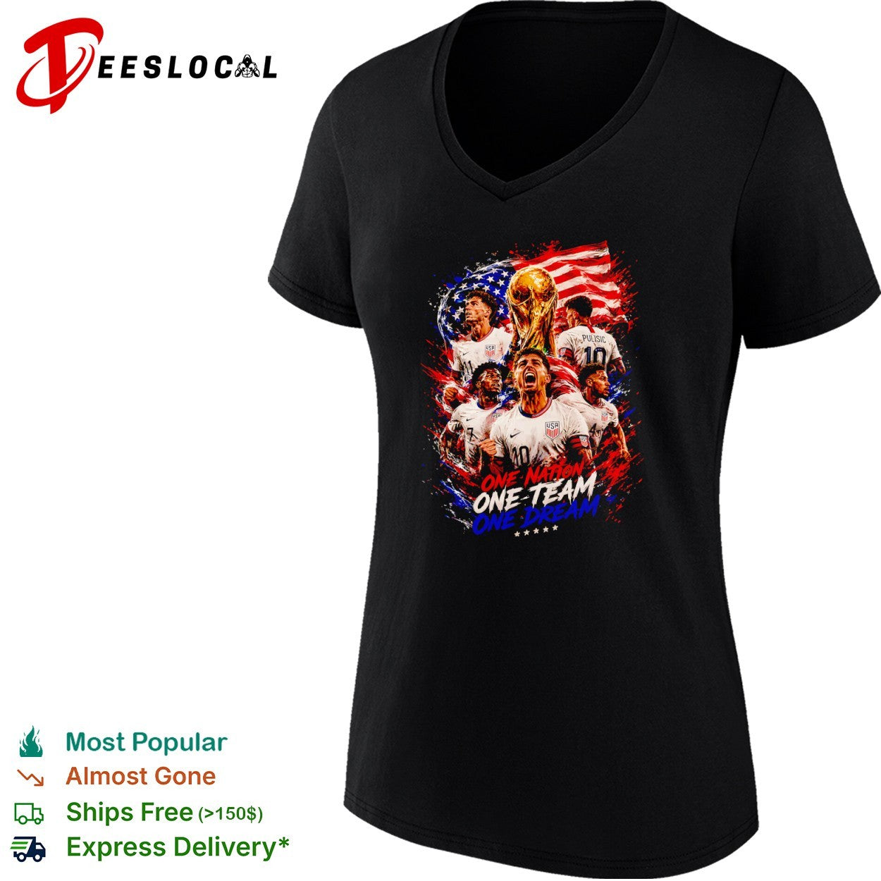 Christian Pulisic USA Soccer One Nation One Team One Dream World Cup FIFA shirt