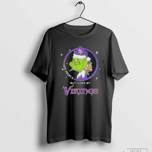 Christmas Grinch X Minnesota Vikings I Hate People But I Love My Vikings - clothing by TeeHivey.com