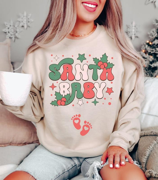 Christmas Pregnancy Announcement Sweatshirt,Pregnancy Announcement Shirt,Christmas Pregnancy Shirt,Christmas Maternity Shirt,Santa Baby Tee