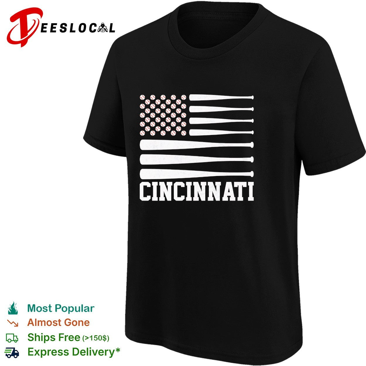 Cincinnati Baseball Flag American Design Major League Baseball Team Fan Shirt