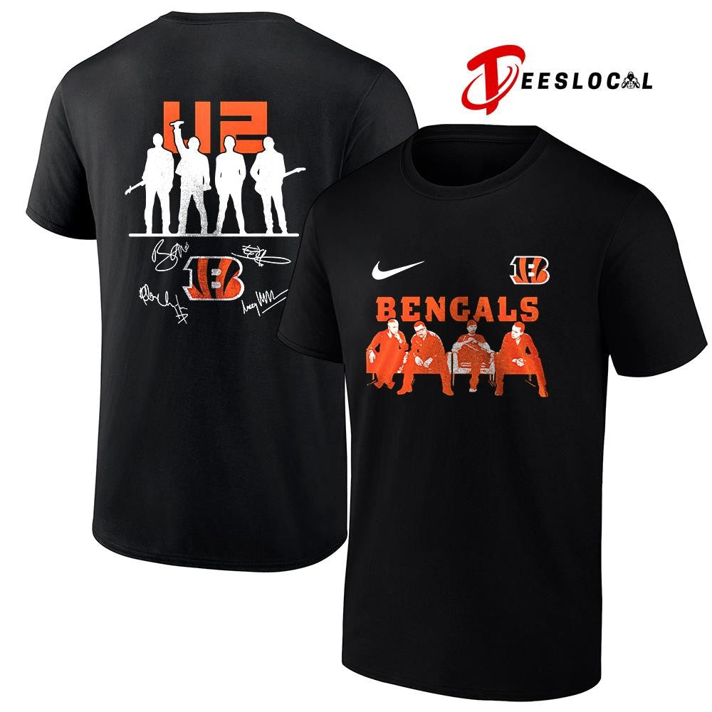 Cincinnati Bengals x U2 band signature silhouette shirt