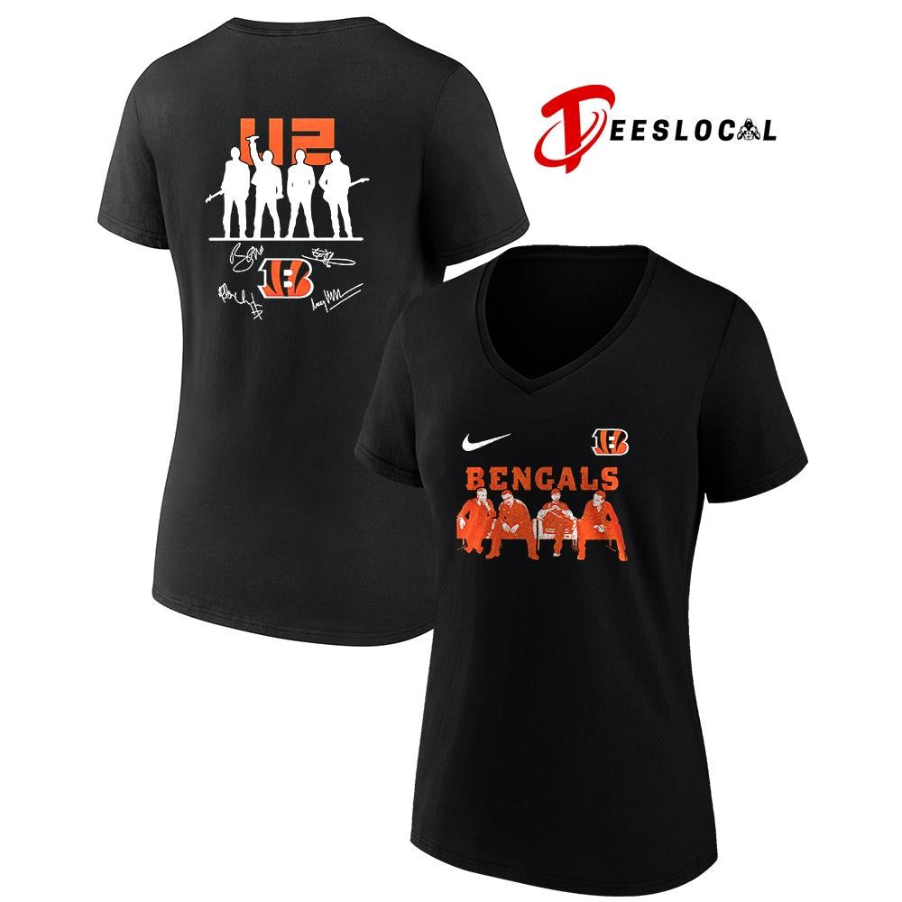 Cincinnati Bengals x U2 band signature silhouette shirt