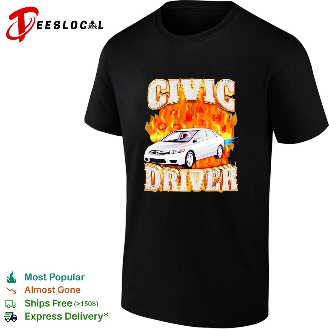 Civic Driver Honda Car JDM Automotive balzing graphic shirt
