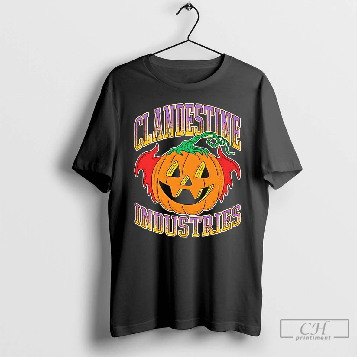 Clandestine Industries Bat Pumpkin Halloween T Shirts - clothing by TeeHivey.com
