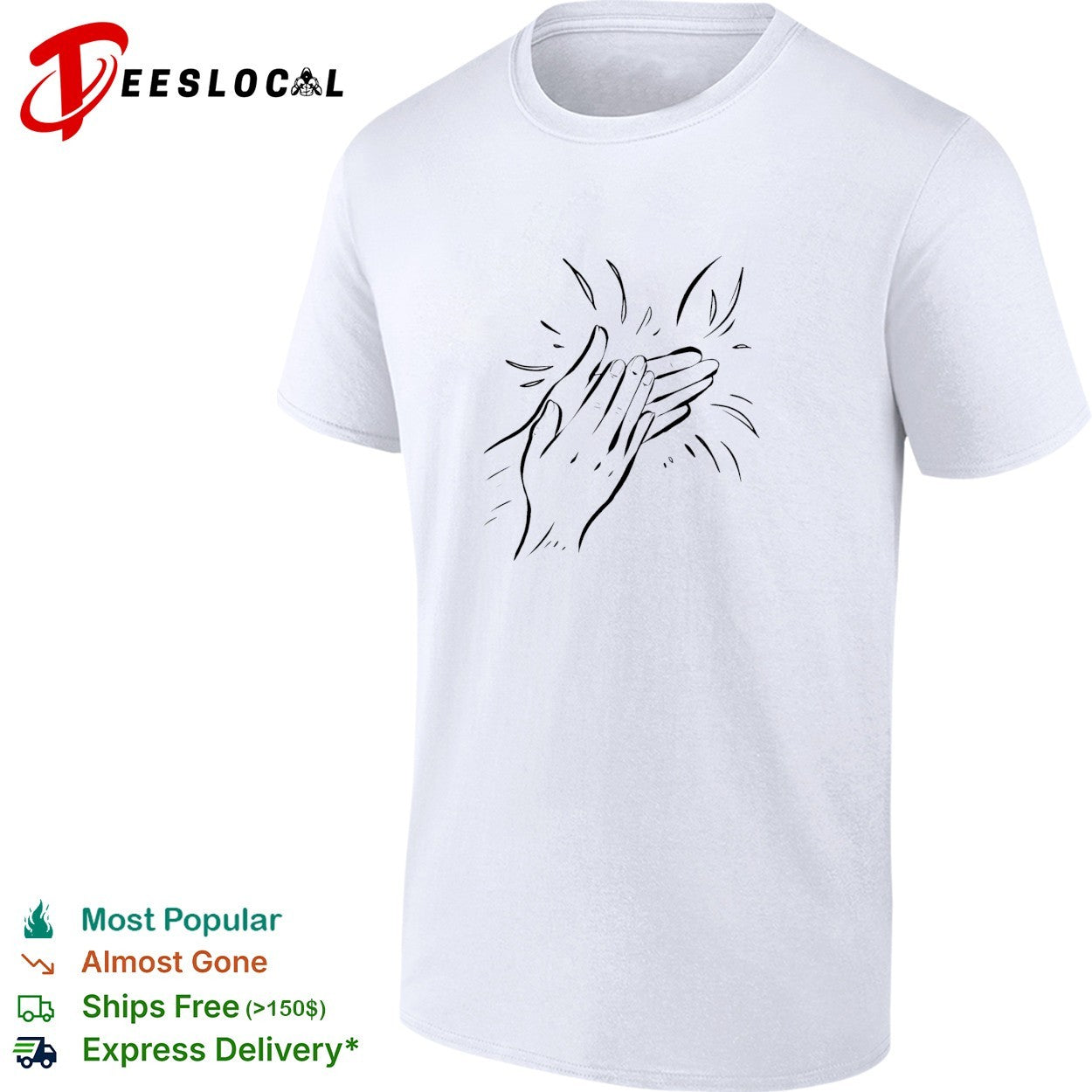Clapping Hands Symbol Appreciative Gesture Illustration Minimalist Line Art shirt