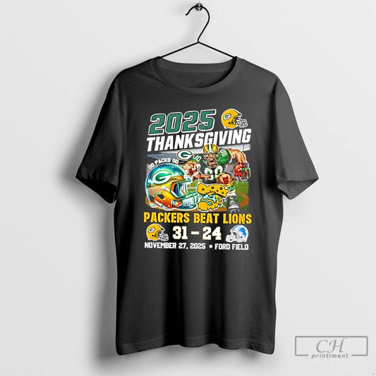 Classic 2025 Thanksgiving Green Bay Packers Beat Detroit Lions Ford Field - clothing by TeeHivey.com