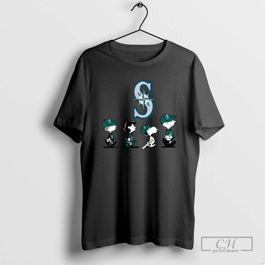 Classic 2025 The Peanuts Characters Walking Seattle Mariners T Shirts - clothing by TeeHivey.com