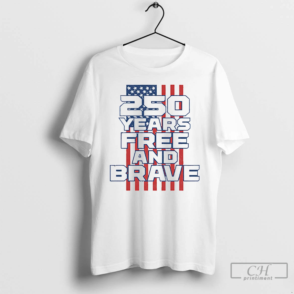 Classic 250 Years Free And Brave Usa Flag