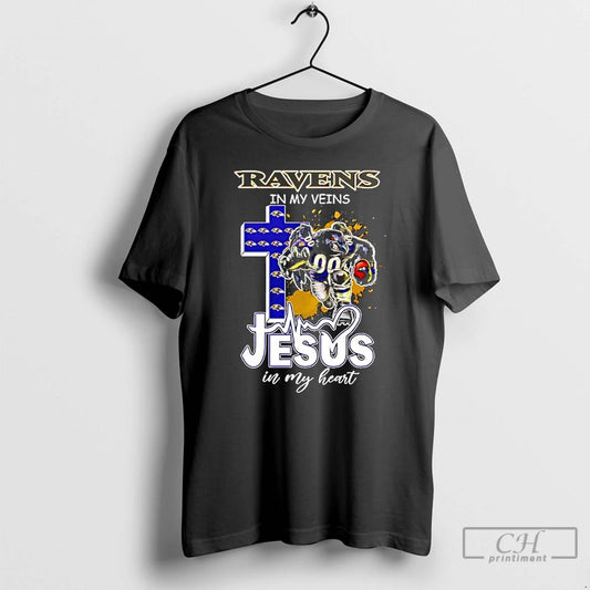 Classic Baltimore Ravens In My Veins Jesus In My Heart Features A Football Player Logos - clothing by TeeHivey.com