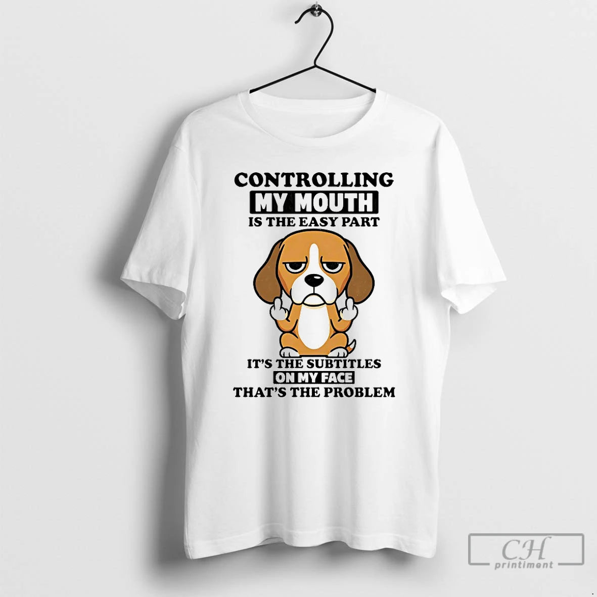 Classic Beagle Controlling My Mouth Is The Easy Part T Shirts - clothing by TeeHivey.com