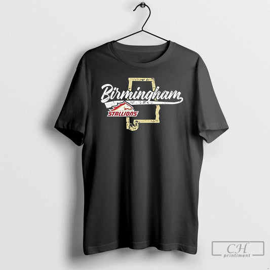 Classic Birmingham Stallions Football Logo State Map