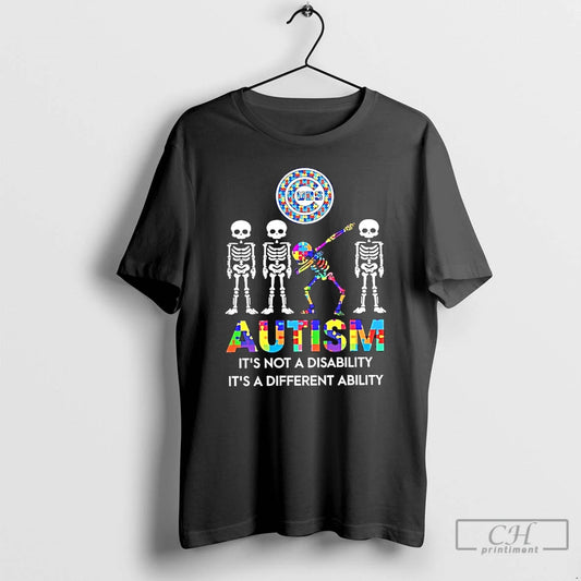 Classic Chicago Cubs Skeleton Autism Its Not A Disability Its A Different Ability T Shirts