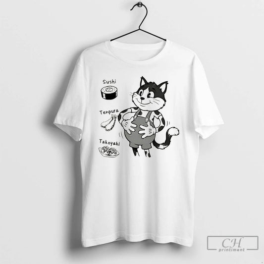 Classic Cute Cat Thats Full Sushi Tempura Takoyaki Vintage