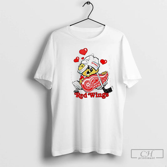 Classic Detroit Red Wings Valentines Teddy Bear Basketball