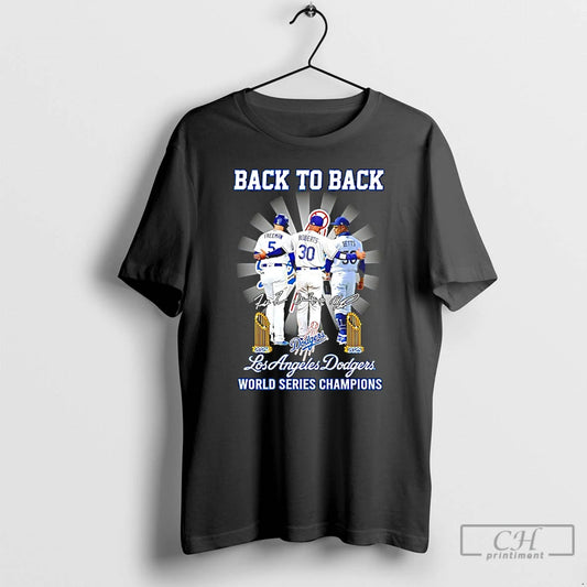 Classic Dodgers Freeman Roberts And Betts Back To Back 24 25 World Series Champions Signatures - clothing by TeeHivey.com