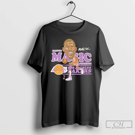 Classic Earvin Magic Johnson La Lakers Caricature Signature