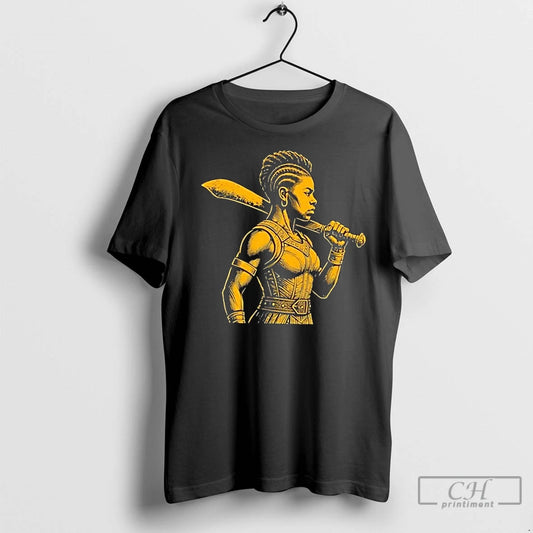 Classic Fearless Kpojito Woman King Gold Illustration - clothing by TeeHivey.com