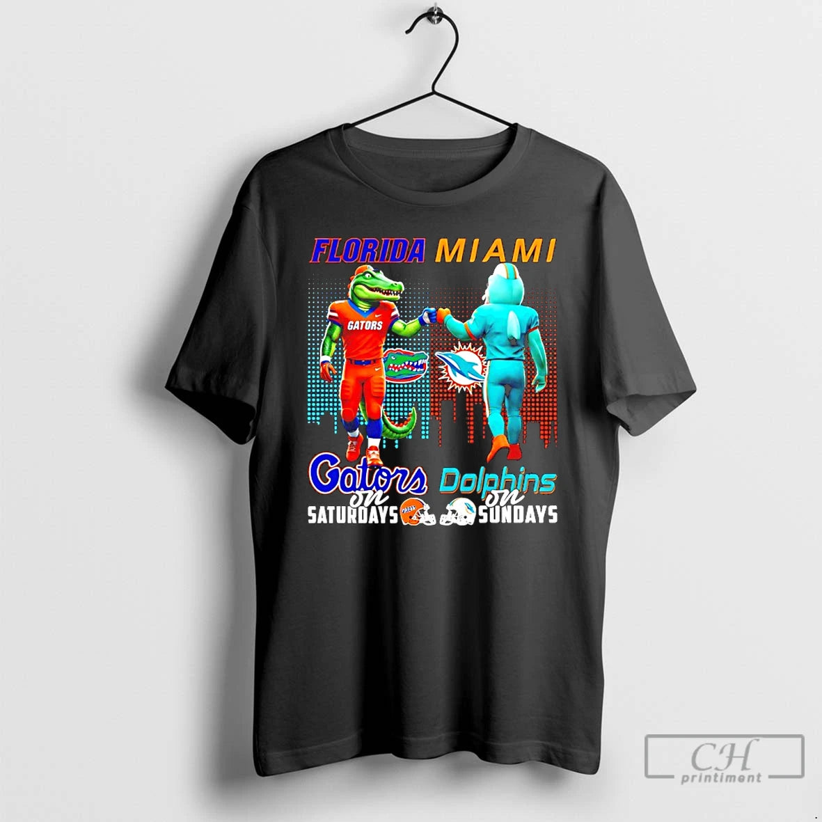 Classic Florida Gators On Saturdays Vs Miami Dolphins On Sundays Mascot Skyline T Shirts Sweater - clothing by TeeHivey.com
