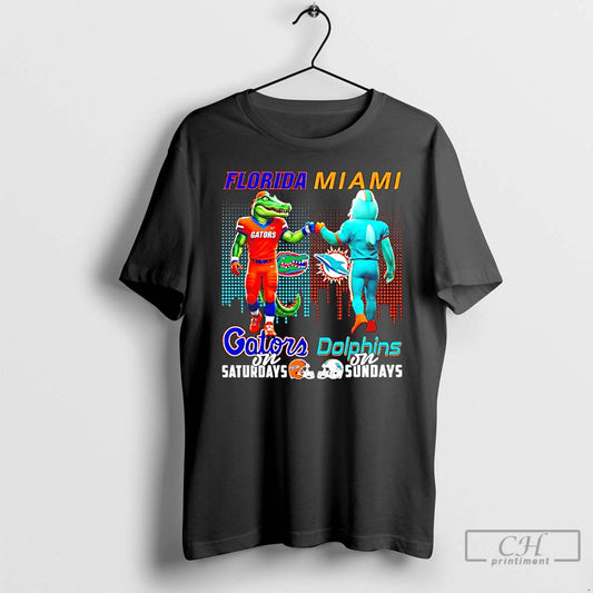 Classic Florida Gators On Saturdays Vs Miami Dolphins On Sundays Mascot Skyline T Shirts Sweater - clothing by TeeHivey.com