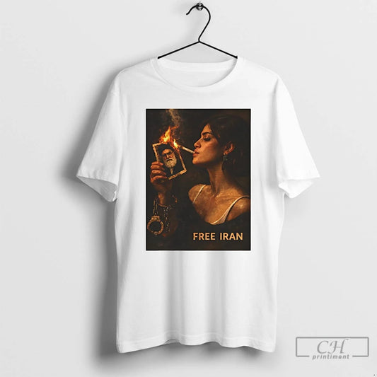 Classic Free Iran Support Graphic Woman Smoking Ali Khamenei Photo