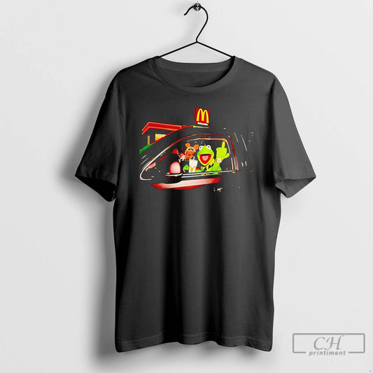Classic Frog Kermit Middle Finger And Miss Piggy Riding Car At Mcdonalds T Shirts Sweater