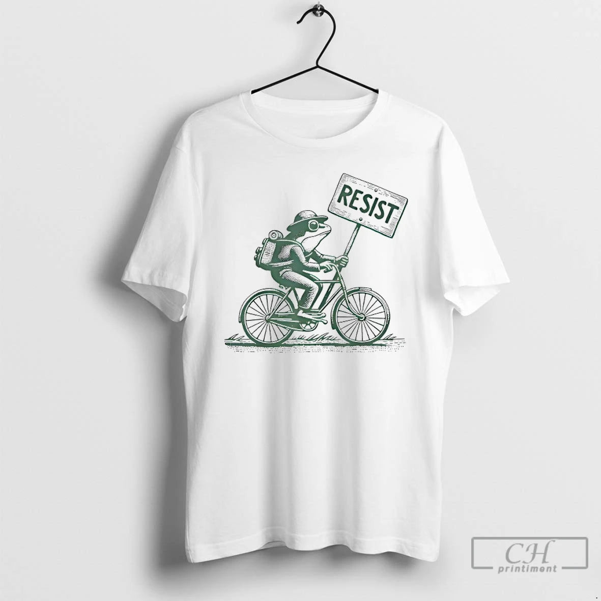 Classic Frog On Bike Resist Portland Frog Protest Vintage T Shirts - clothing by TeeHivey.com