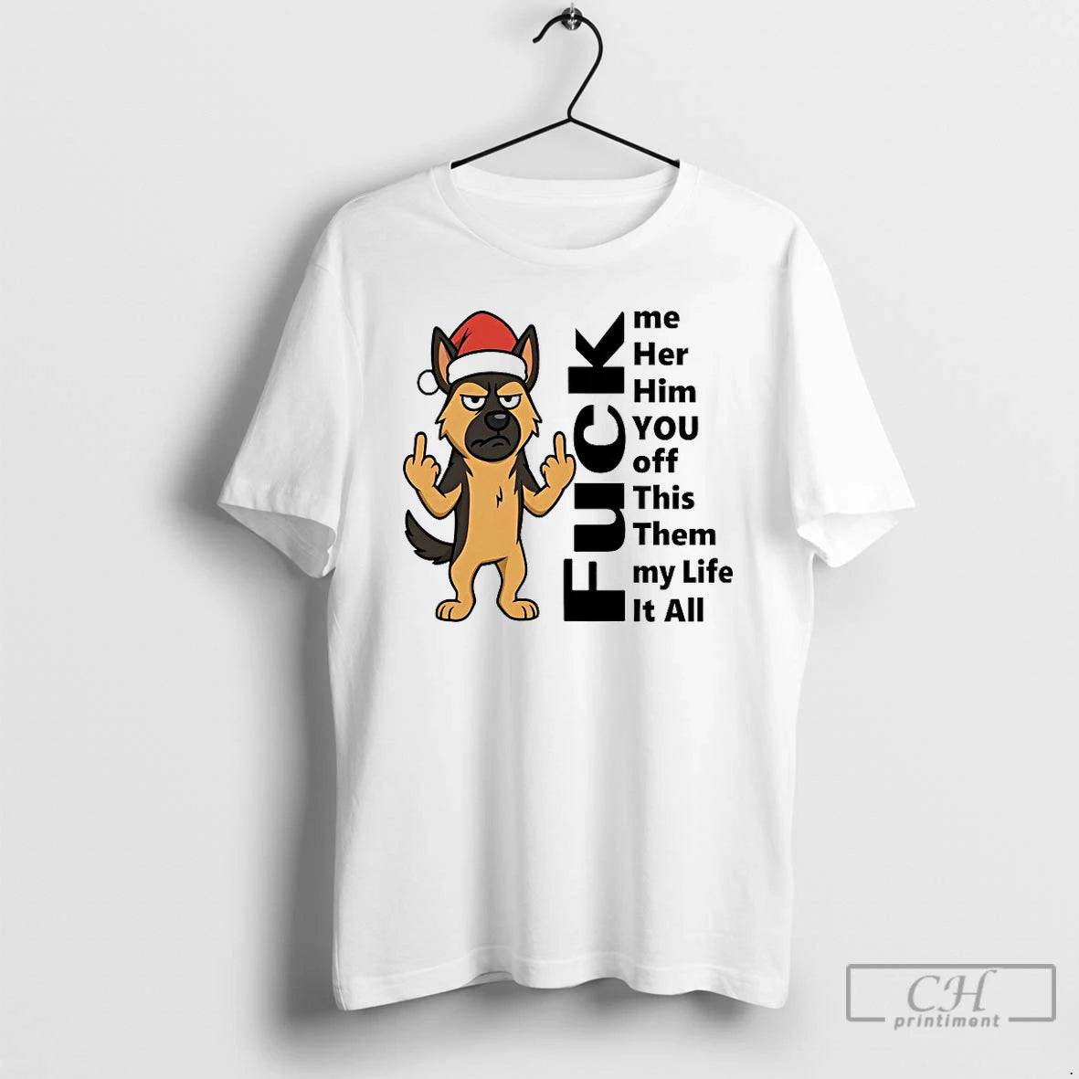 Classic German Shepherd Fuck It All Christmas T Shirts - clothing by TeeHivey.com