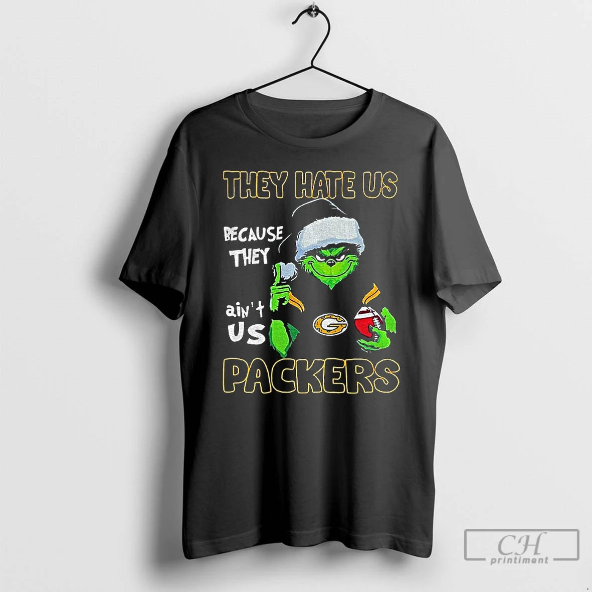 Classic Green Bay Packers Grinch They Hate Us Because They Aint Us Packers Christmas - clothing by TeeHivey.com