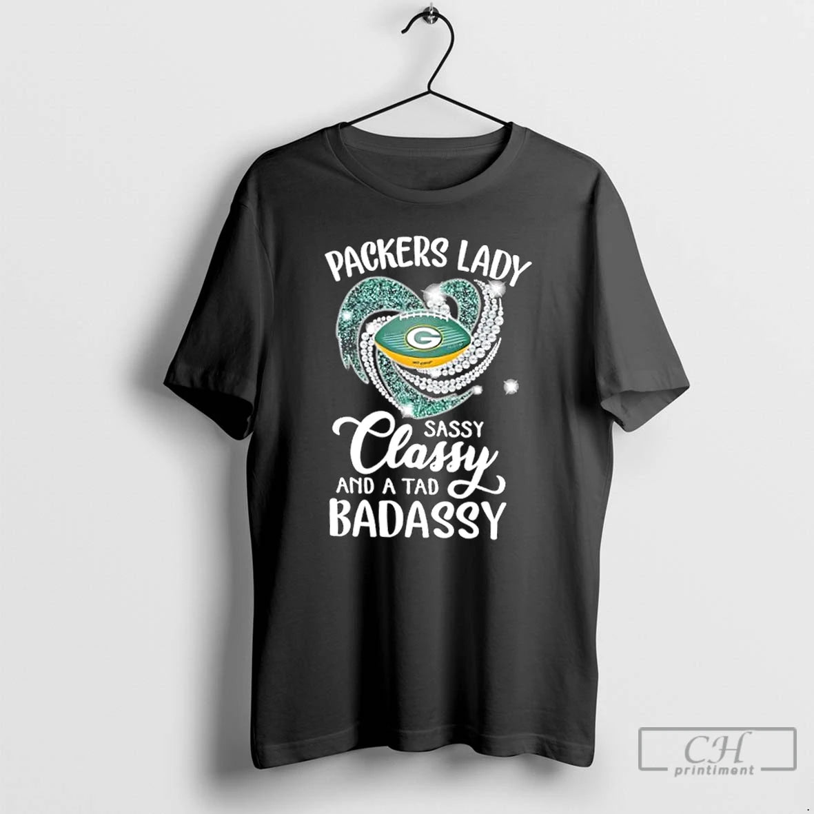 Classic Green Bay Packers Lady Sassy Classy And A Tad Badassy Diamond Heart T Shirts - clothing by TeeHivey.com