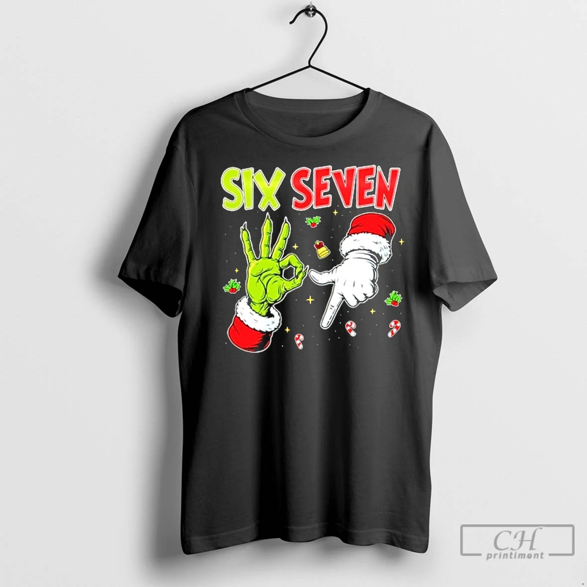 Classic Grinch And Santa Hands Six Seven Christmas - clothing by TeeHivey.com
