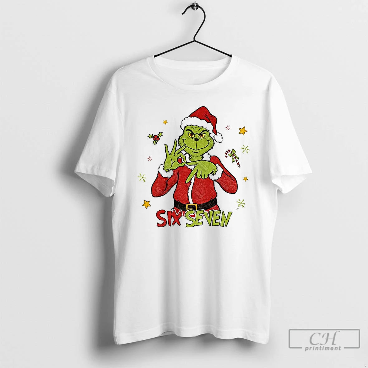 Classic Grinch Santa Six Seven 6 7 Meme Funny Christmas T Shirts - clothing by TeeHivey.com