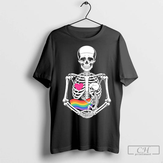 Classic Halloween Lesbian Pregnancy Pride Baby Pregnant Skeleton - clothing by TeeHivey.com