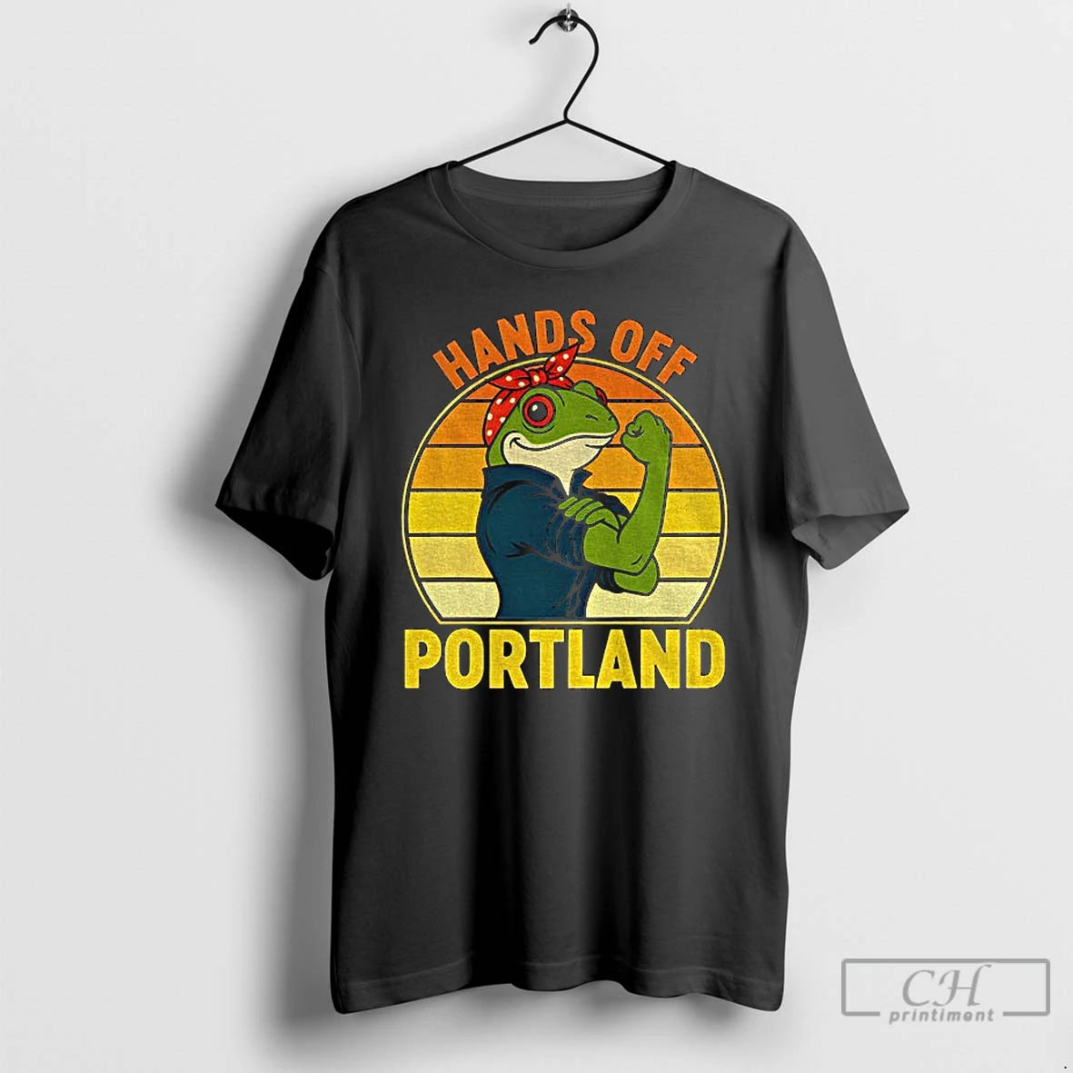Classic Hands Off Portland Frog Rosie The Riveter Vintage T Shirts - clothing by TeeHivey.com