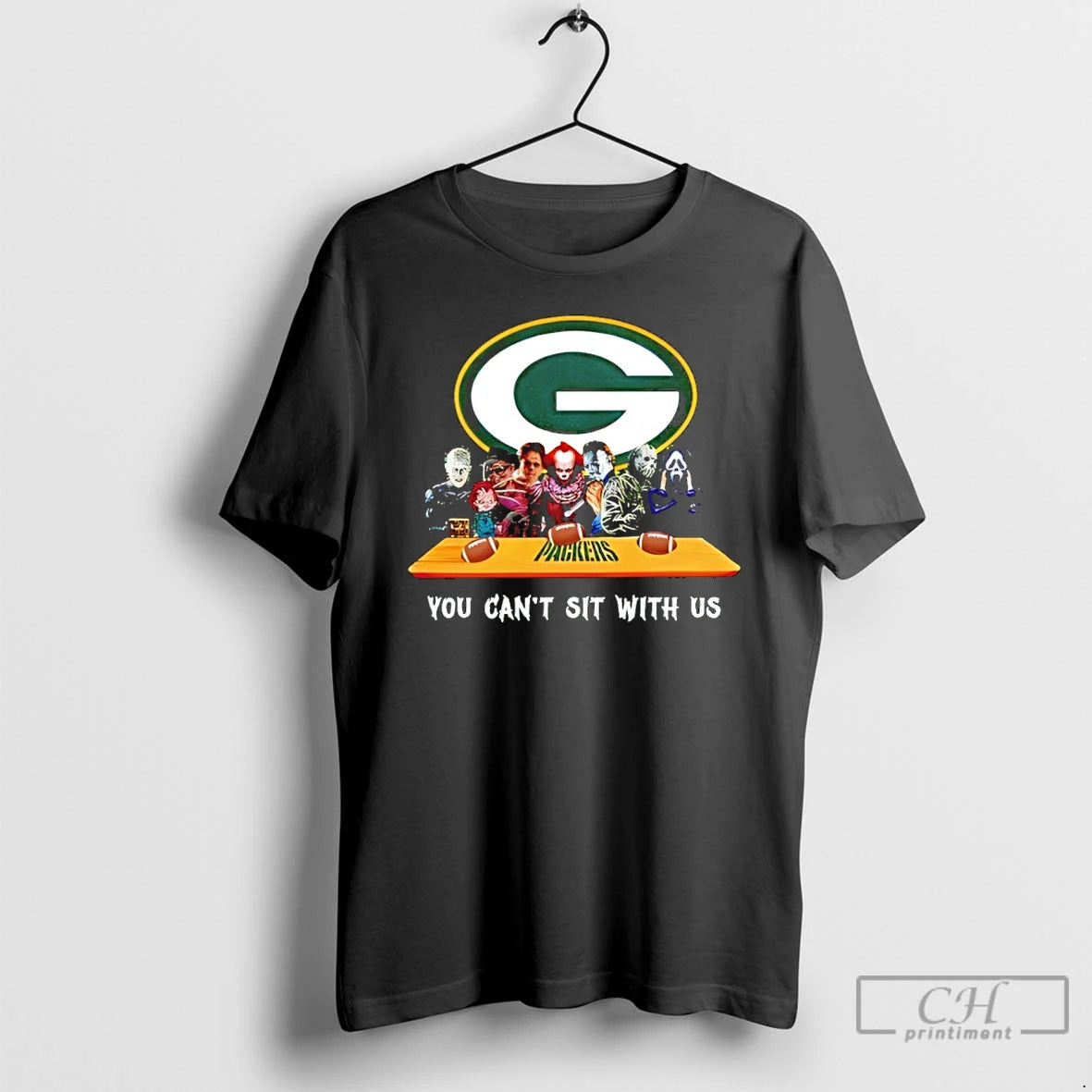 Classic Horror Movie Characters You Cant Sit With Us Green Bay Packers Halloween T Shirts - clothing by TeeHivey.com