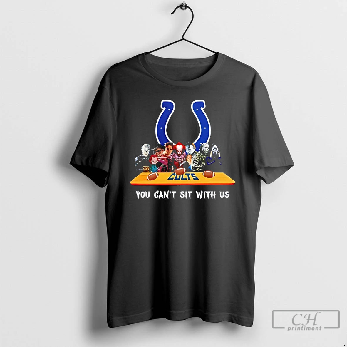 Classic Horror Movie Characters You Cant Sit With Us Indianapolis Colts Halloween T Shirts - clothing by TeeHivey.com
