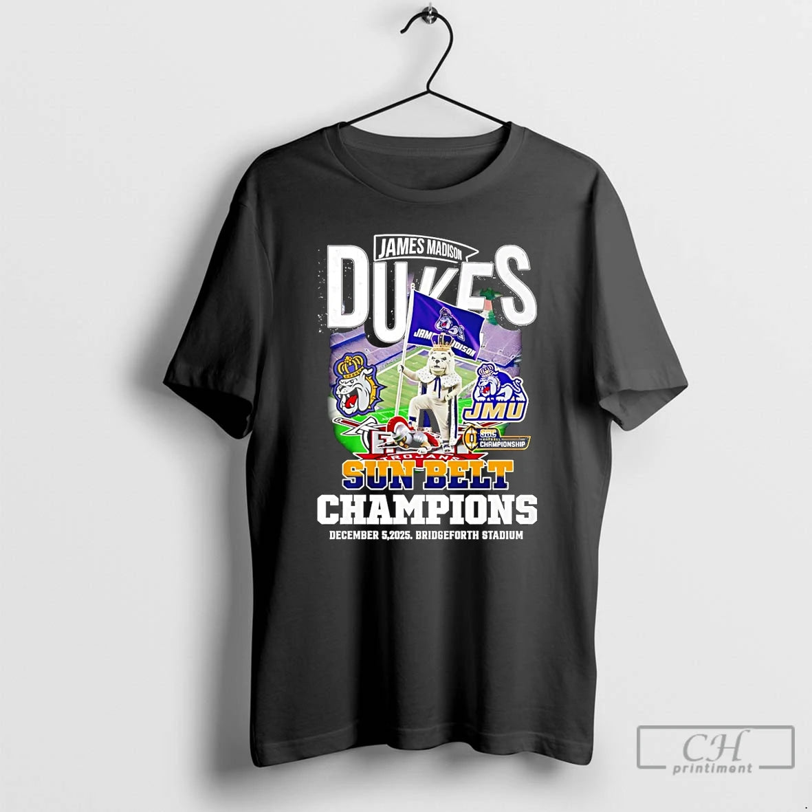 Classic James Madison Dukes 2025 Sun Belt Champions Mascot - clothing by TeeHivey.com
