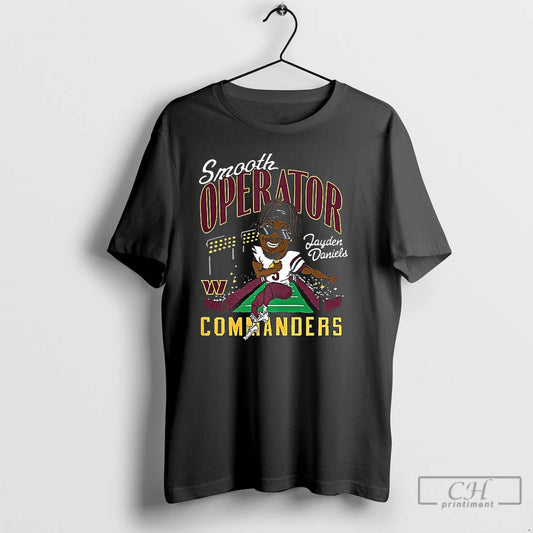 Classic Jayden Daniels Washington Commanders Football Caricature Player Graphic T Shirts - clothing by TeeHivey.com