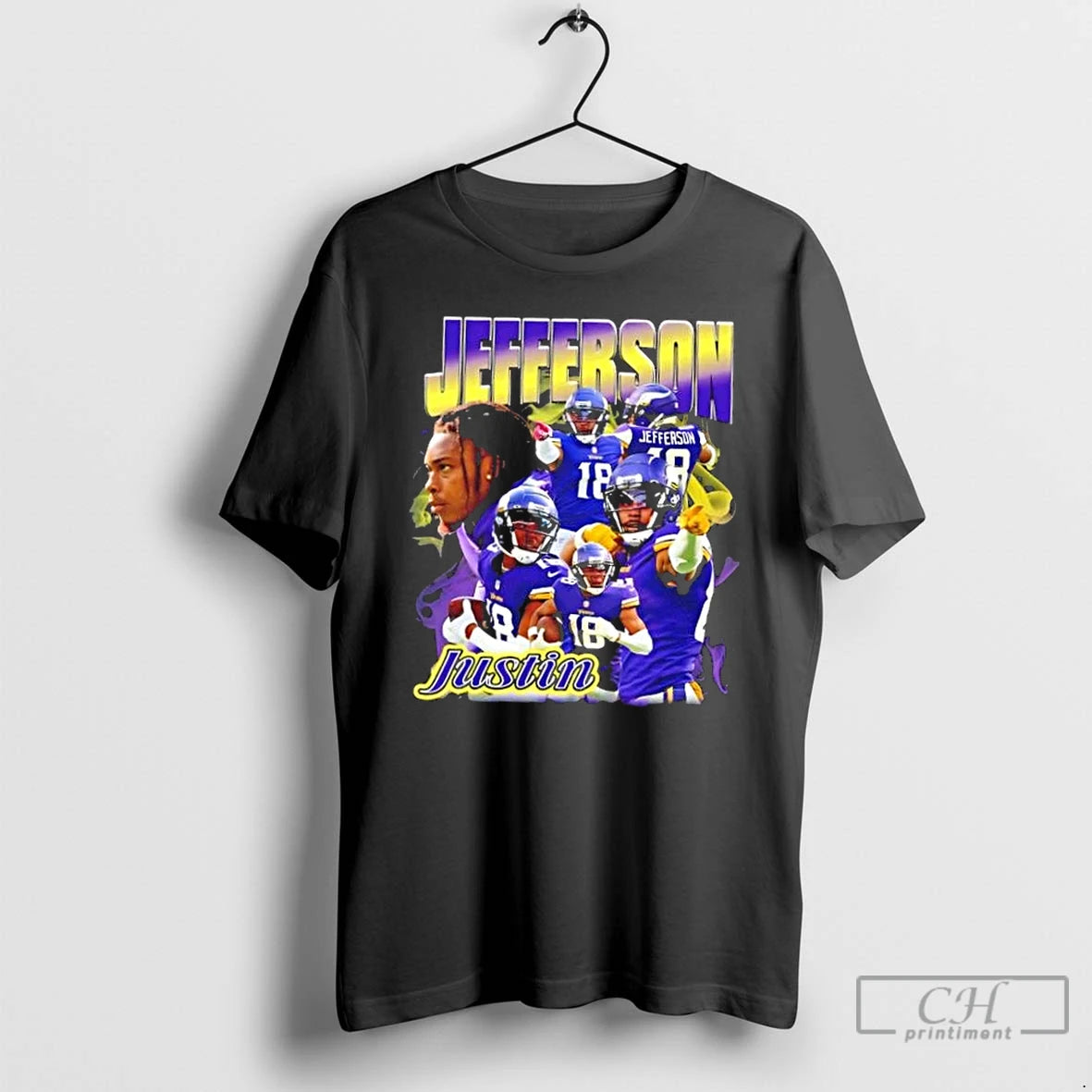 Classic Jefferson Justin Minnesota Vikings Football Signature Graphic T Shirts - clothing by TeeHivey.com