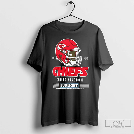 Classic Kansas City Chiefs Bud Light 1960 Chiefs Kingdom Football Helmet T Shirts - clothing by TeeHivey.com