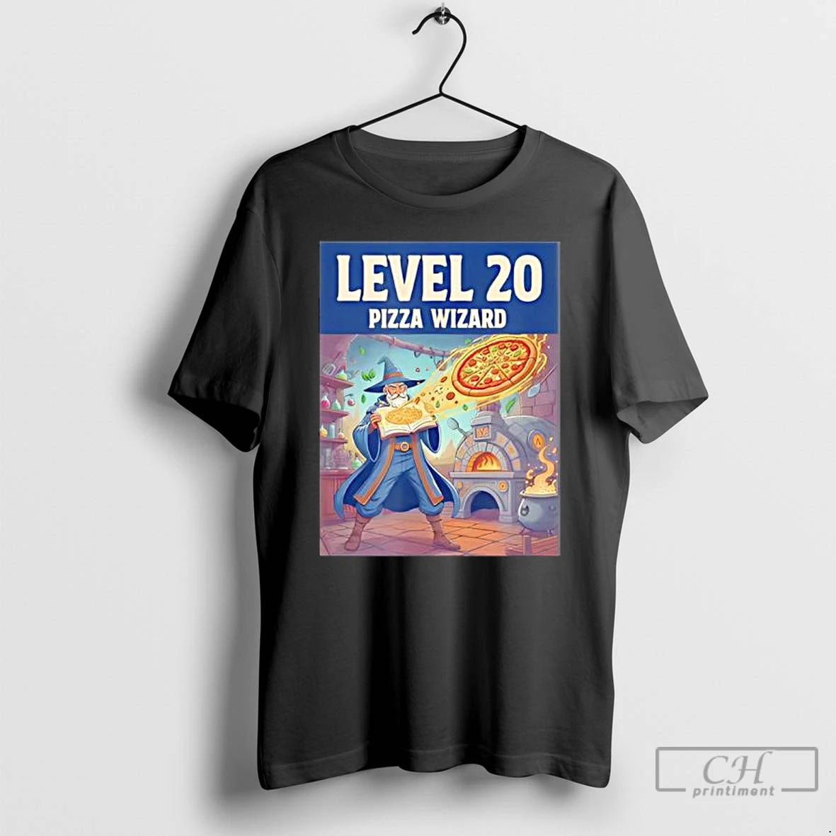 Classic Level 20 Pizza Wizard Fantasy Food Magic - clothing by TeeHivey.com
