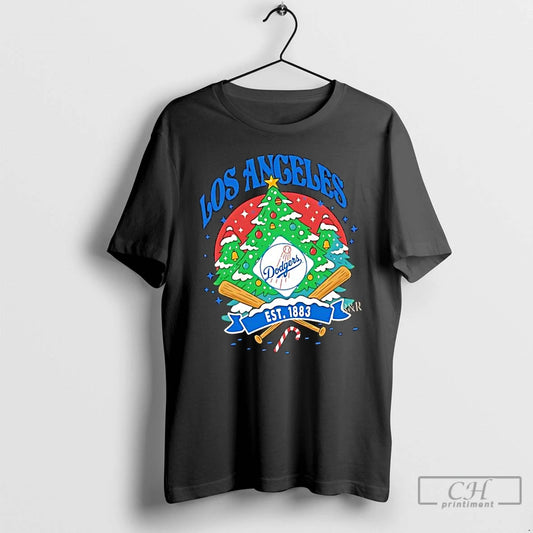 Classic Los Angeles Dodgers Ugly Christmas Tree Motif Est 1883 Logo - clothing by TeeHivey.com